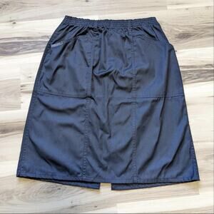 Vintage 70s Black Midi Skirt Gitano Goth High Waist Pull-On Size 14 L